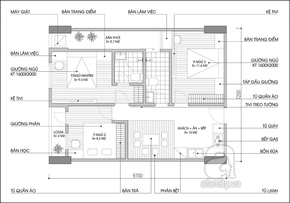 Mặt bằng tư vấn cải tạo từ KTS.
