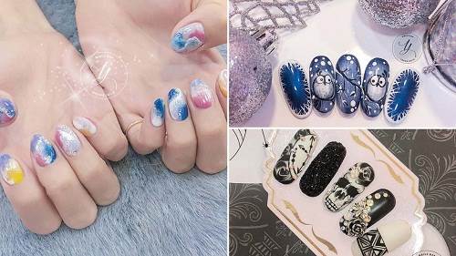 Bộ móng nghệ thuật được thợ vẽ tay tại tiệm làm nail đẹp ở hà nội Trang Julie Nail