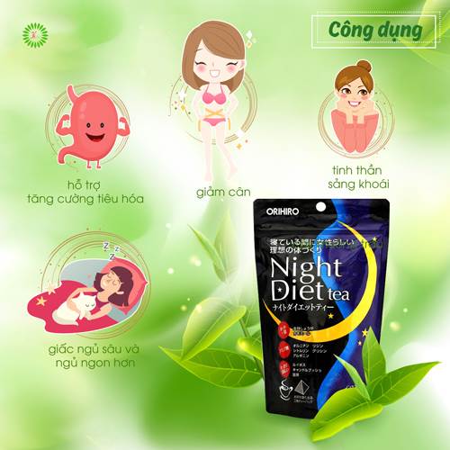 Review trà giảm cân Orihiro night diet tea Nhật Bản