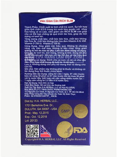 Thuốc giảm cân của Mỹ Rich Slim USA