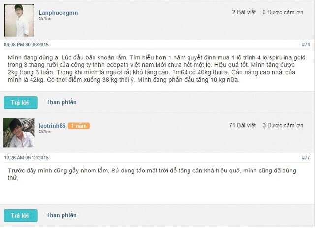 review tảo mặt trời tăng cân