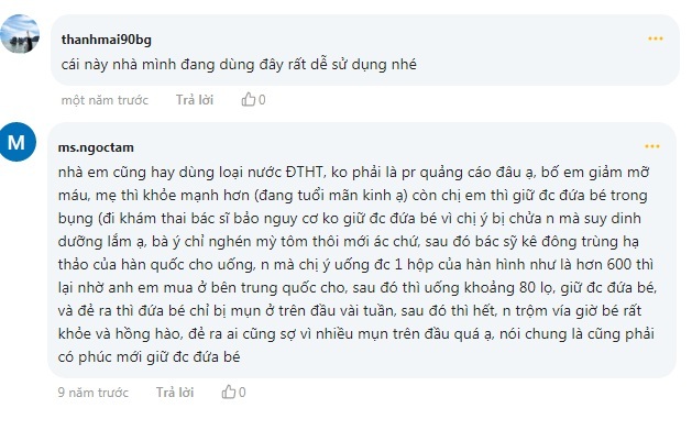 review nước đông trùng hạ thảo trên webtretho