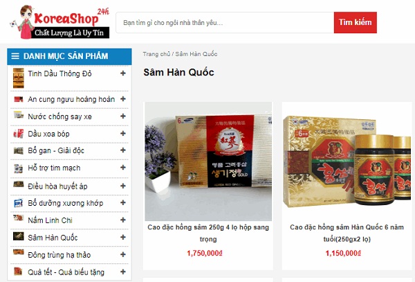 mua sâm tươi hàn quốc chính hãng ở koreashop