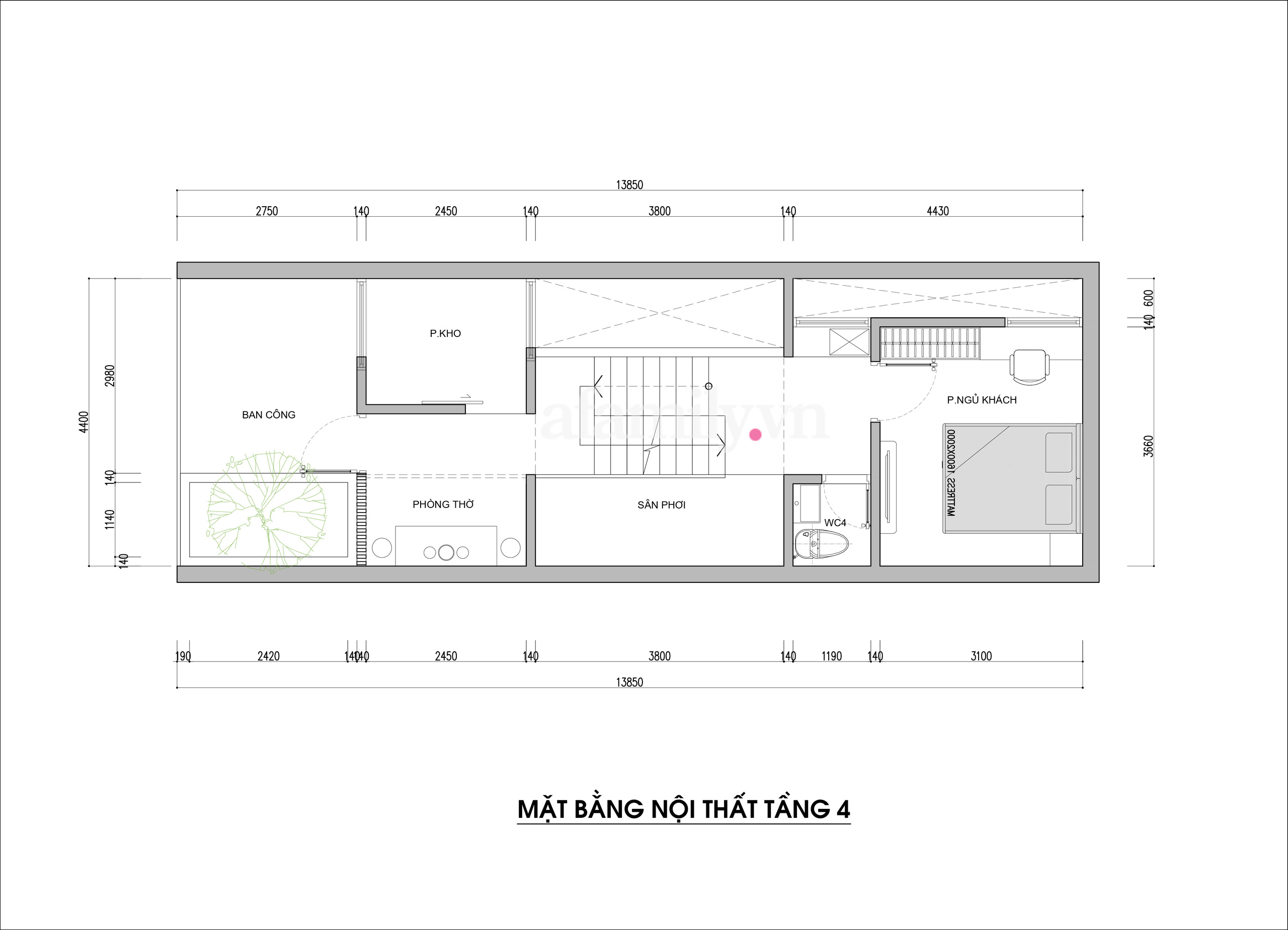 Tư vấn thiết kế nhà ống lệch tầng 4,4 x 13,5m phong cách hiện đại với chi phí 197 triệu đồng - Ảnh 6.