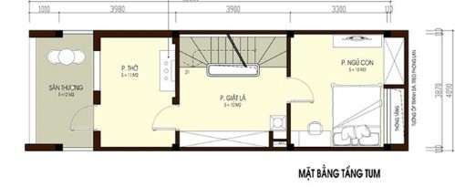 Mặt bằng bố trí nội thất tầng 4 nhà ống