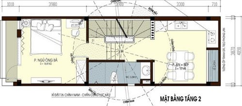 Mặt bằng bố trí nội thất tầng 2 nhà ống