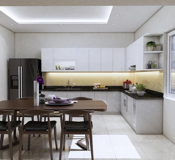Phòng bếp - ăn ấm cúng, đảm bảo chỗ ngồi thoải mái cho cho gia đình 6-7 người.