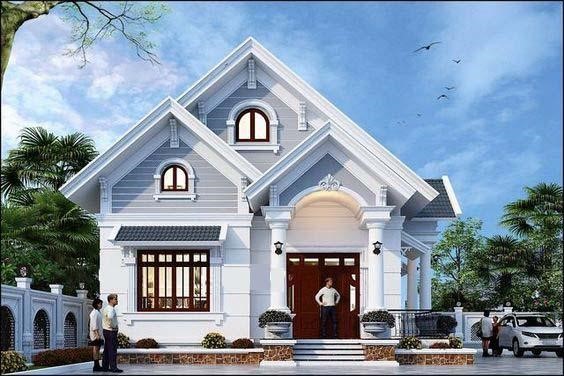 Hình ảnh phối cảnh 3D mẫu nhà cấp 4 mái Thái có gác lửng