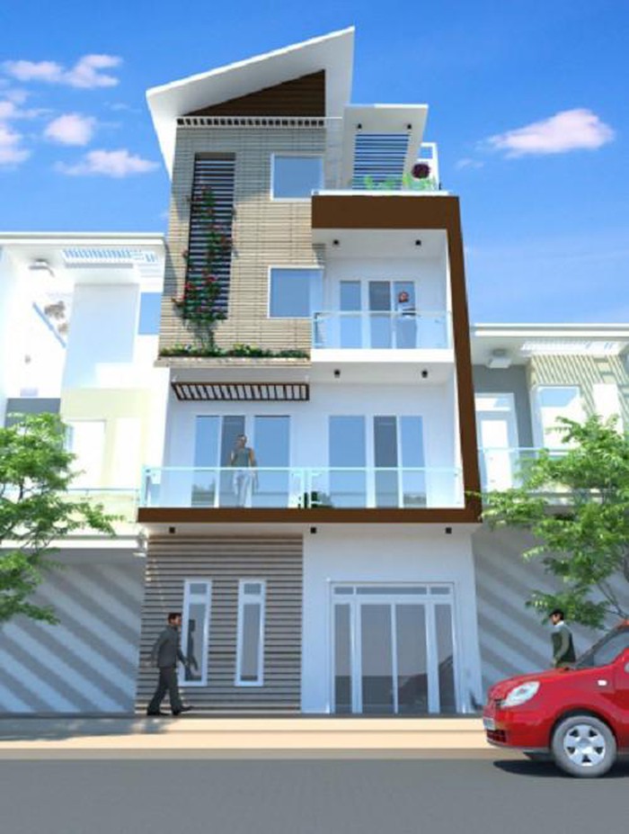 mẫu nhà mái lệch 3 tầng đẹp