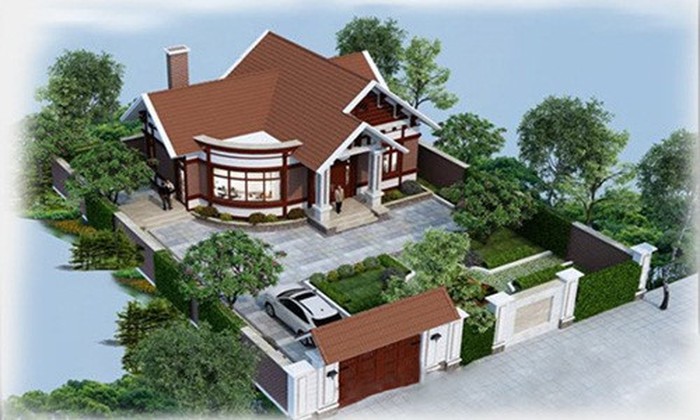 mẫu biệt thự nhà vườn 1 tầng