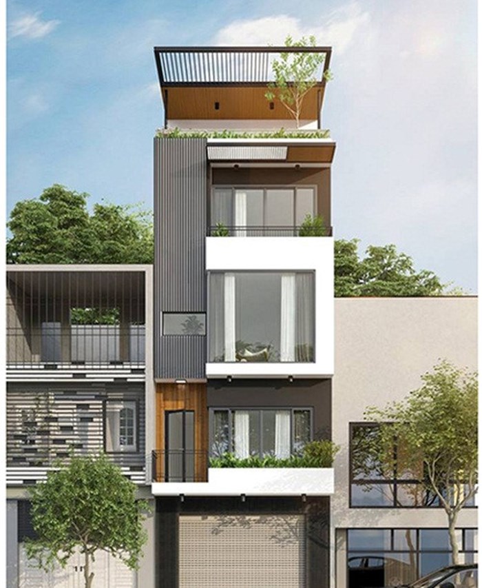 cửa kính nhà phố 4 tầng đẹp