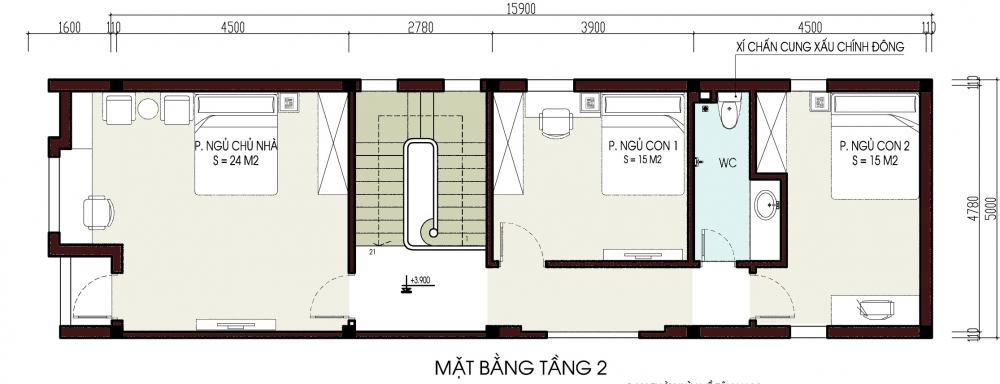 mặt bằng tầng 2