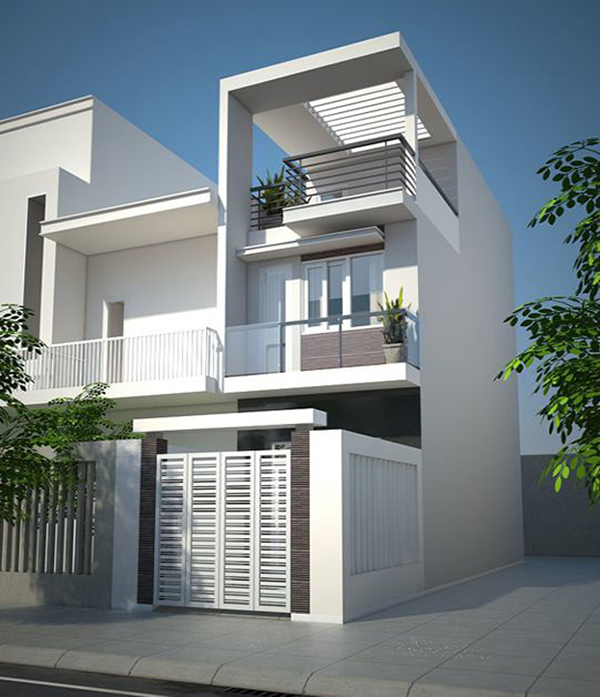 mặt tiền nhà ống 2 tầng 1 tum
