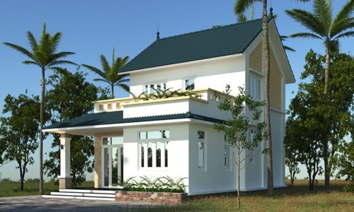 nhà vuông 2 tầng đẹp