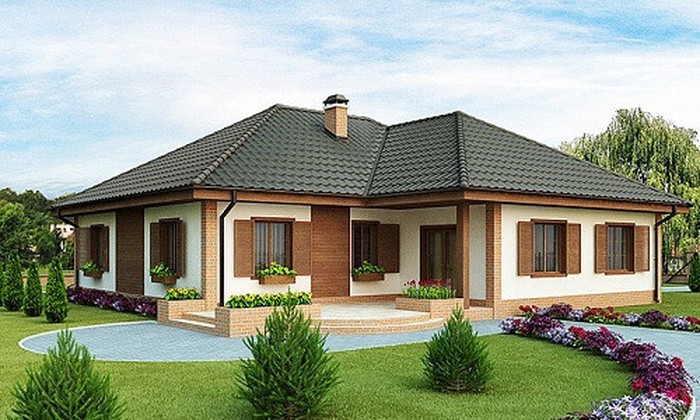 Mẫu biệt thự vườn 1 tầng đơn giản