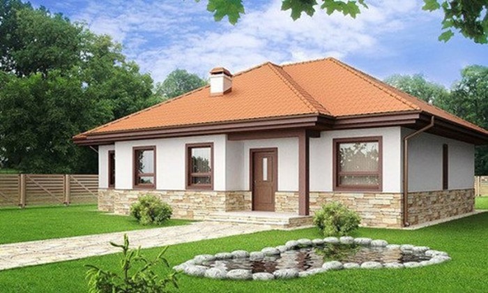 Mẫu biệt thự vườn đơn giản với thiết kế mái dốc