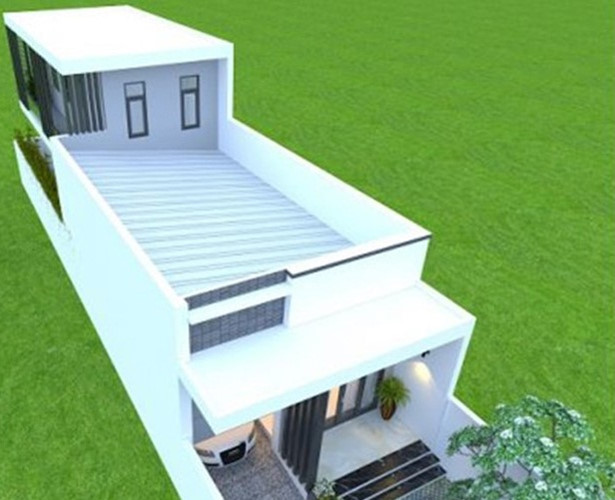 nhà mái bằng 1 tầng có gác lửng