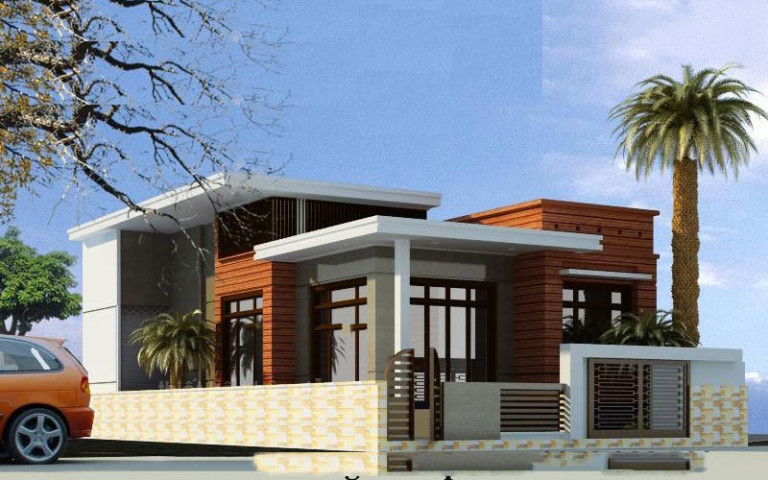 Mẫu nhà mái bằng 1 tầng có thiết kế đơn giản