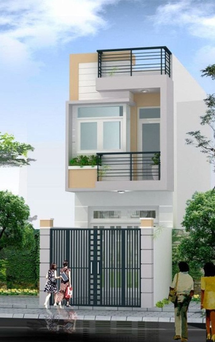 Mẫu nhà ống 2 tầng một tum hiện đại
