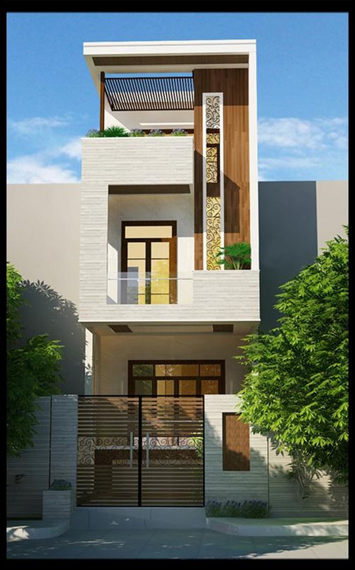 mẫu nhà ống 50m2 có gara ô tô