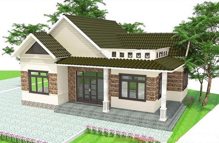 Mẫu nhà cấp 4 mái Thái gồm 3 phòng ngủ