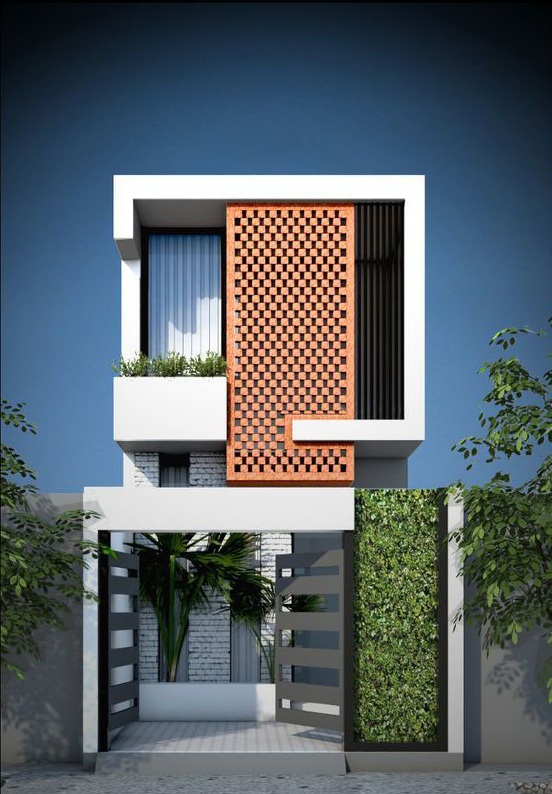 phối cảnh nhà ống 2 tầng