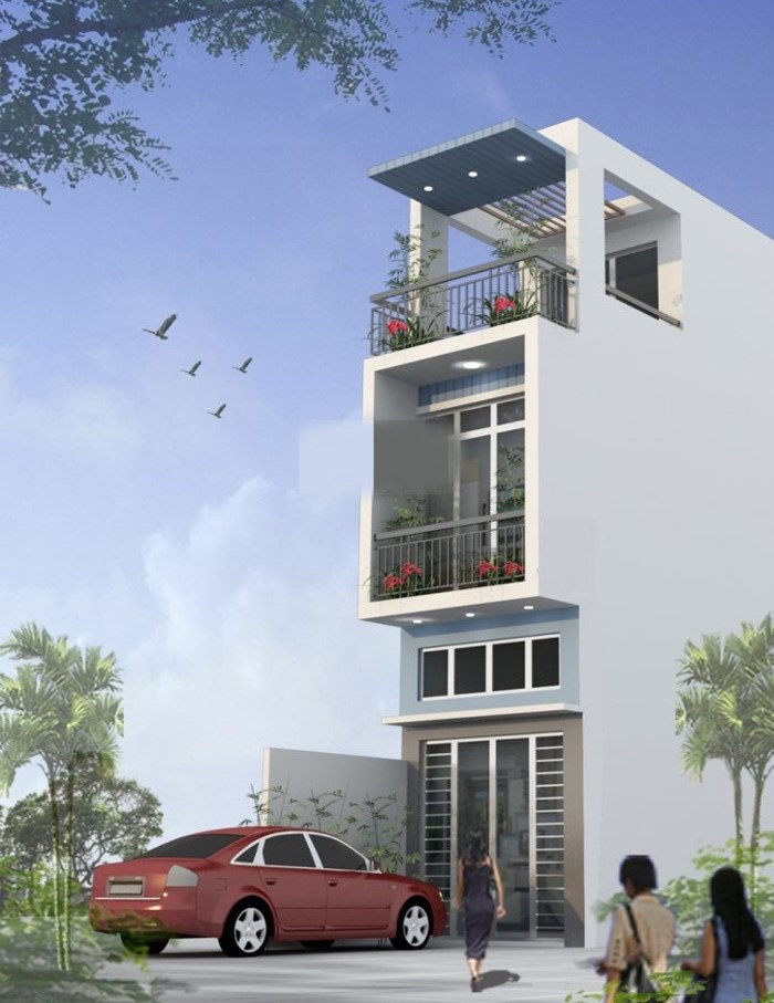 Mẫu nhà ống mặt tiền 3m hiện đại khá bắt mắt