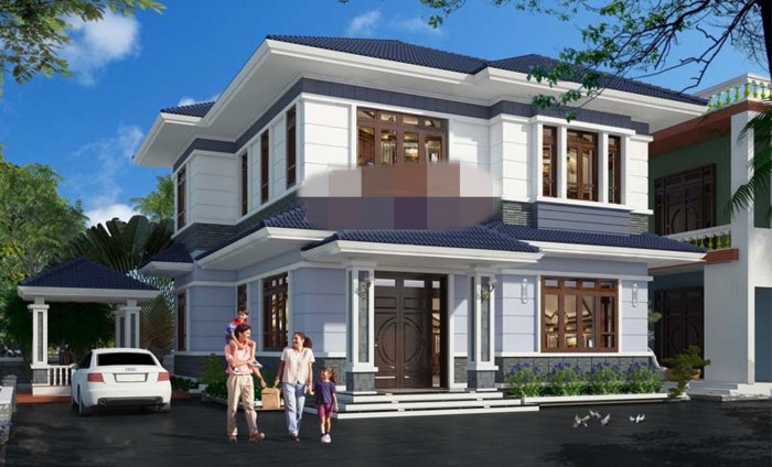 Mẫu nhà vuông 2 tầng