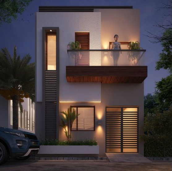 mặt tiền nhà ống 2 tầng
