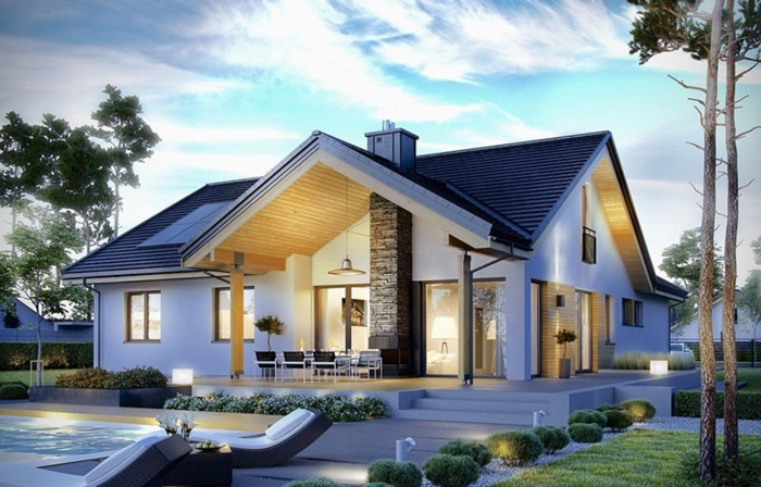 Mẫu nhà cấp 4 này được thiết kế theo phong cách biệt thự mini