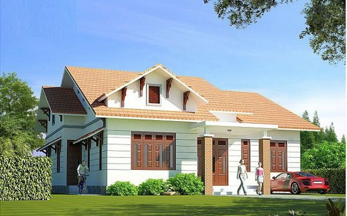 Mẫu nhà cấp 4 mái Thái được chia làm 3 khu vực