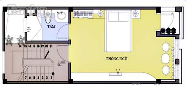 Sơ đồ bố trí mặt bằng tầng 2