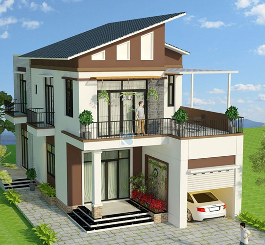 biệt thự 2 tầng có gara