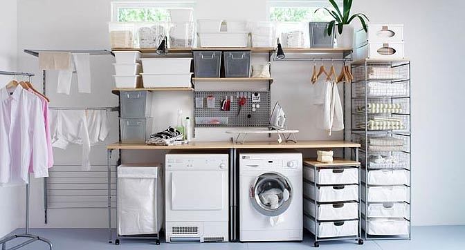 hình ảnh góc giặt sấy được bài trí theo phong cách Nhật tối giản, gọn gàng nhất có thể.