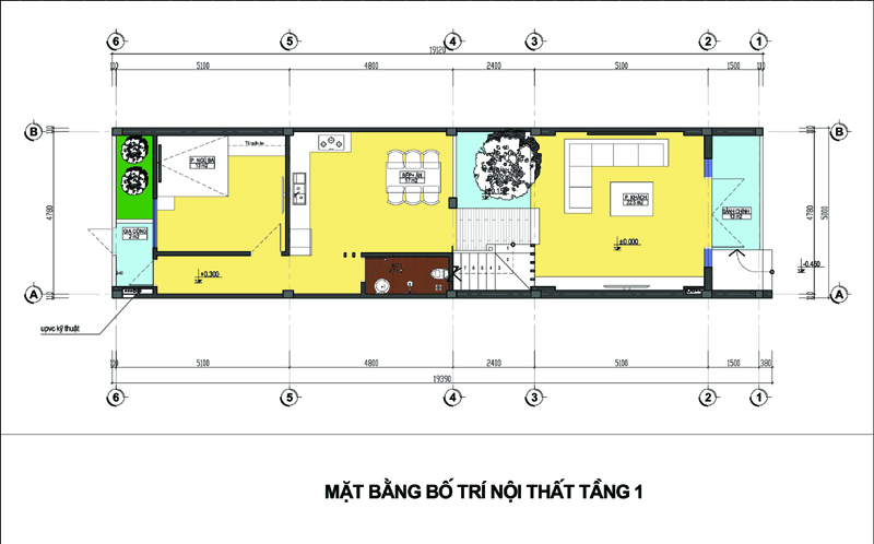 hình ảnh bản vẽ thiết kế mặt bằng tầng 1 nhà lô phố