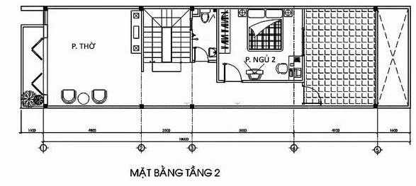 hình ảnh mặt bằng thiết kế tầng 2 nhà ống