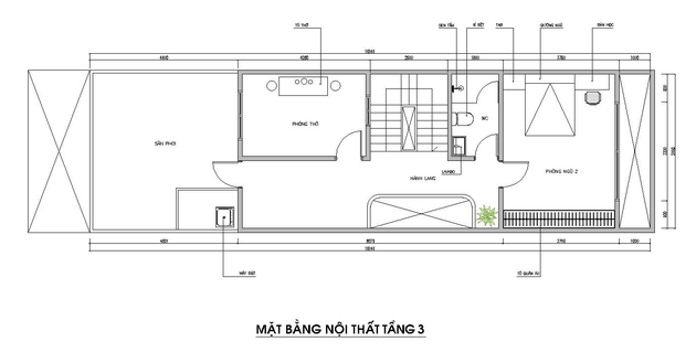mặt bằng tầng 3 nhà ống