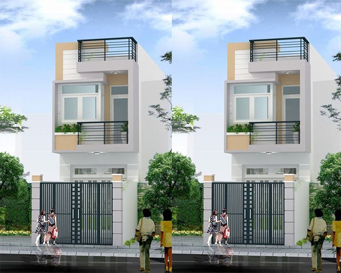 nhà 2 tầng có sân thượng rộng rãi