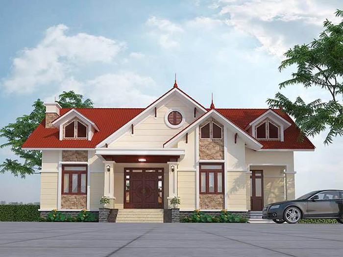 nhà cấp 4 mái ngói đỏ