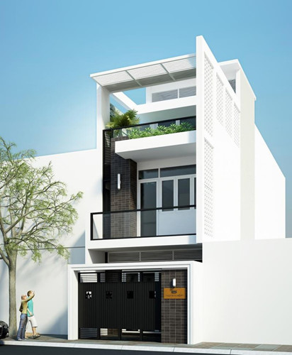 nhà 3 tầng mái bằng