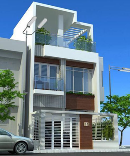 mẫu nhà mái bằng 2 tầng
