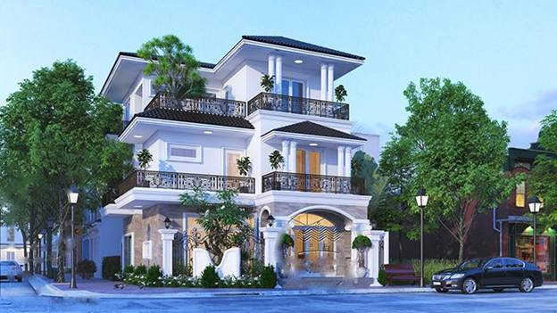 biệt thự 3 tầng 2 mặt tiền tân cổ điển