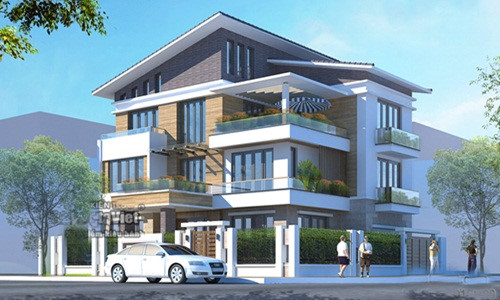 biệt thự 3 tầng mái lệch