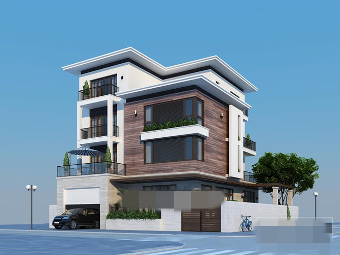 biệt thự 3 tầng 2 mặt tiền tông màu trầm