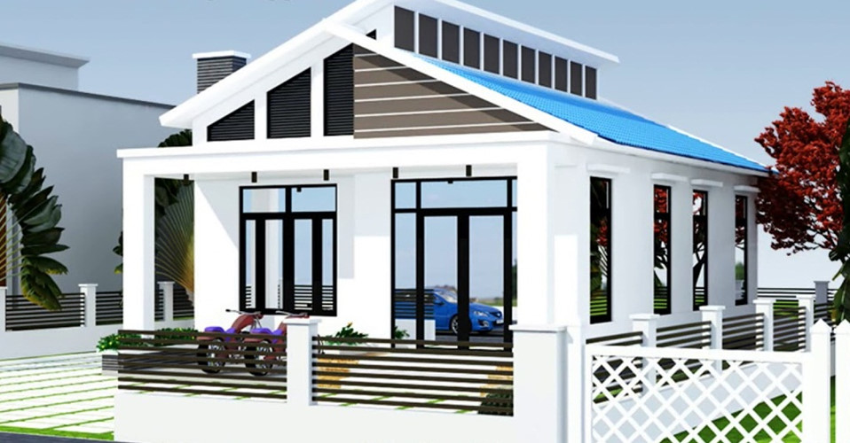 nhà cấp 4 mái lệch