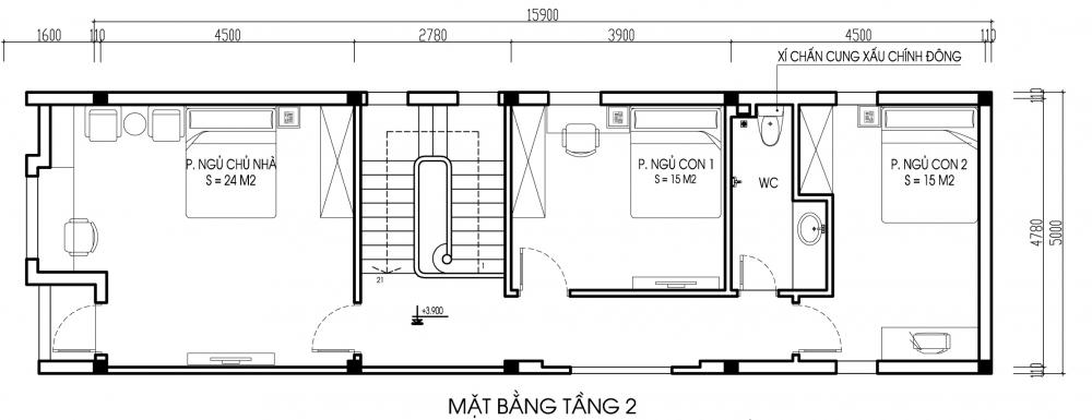 mặt bằng tầng 2