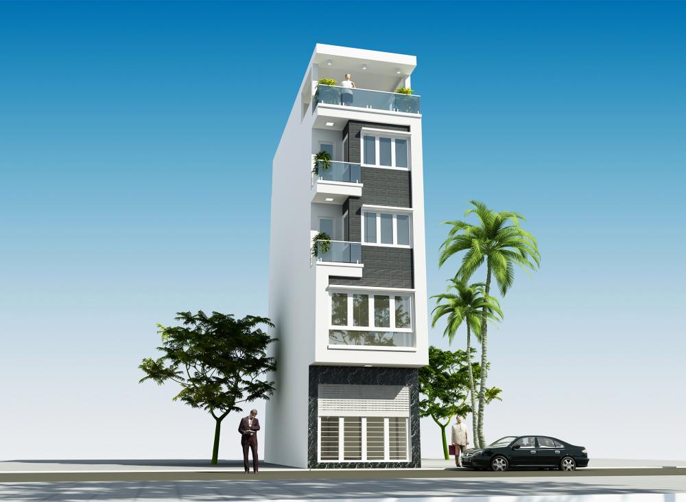 mặt tiền nhà ống 5 tầng