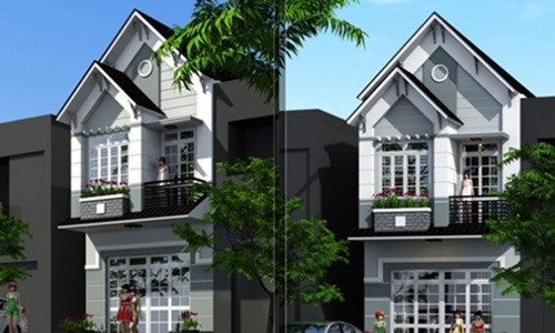 nhà phố mái kép 2 tầng