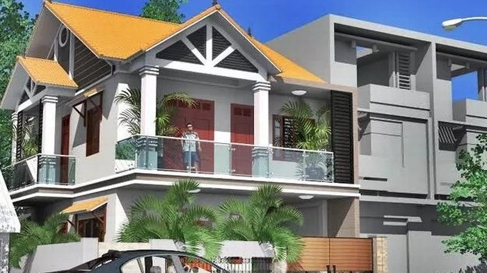 Mái ngói đậm chất Á Đông tạo sự gần gũi, duyên dáng cho mẫu nhà 2 tầng 80m2 phong cách hiện đại.