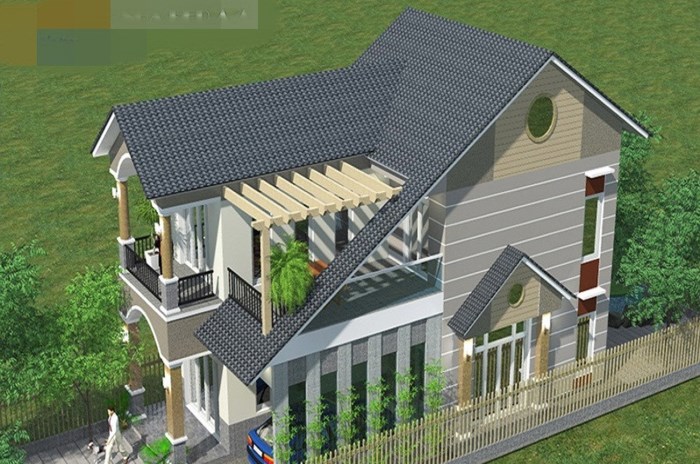 Mẫu nhà phố 2 tầng phong cách tân cổ điển cũng được xây dựng khá phổ biến hiện nay.